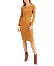 MSRP $70 Inc International Concepts Ribbed Midi Dress Gold Size Small