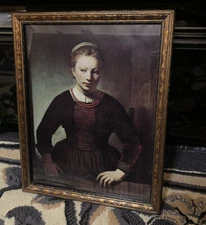 Rembrandt: 1645 Girl At Open Half Door, Framed Print 12.5”x10.5”