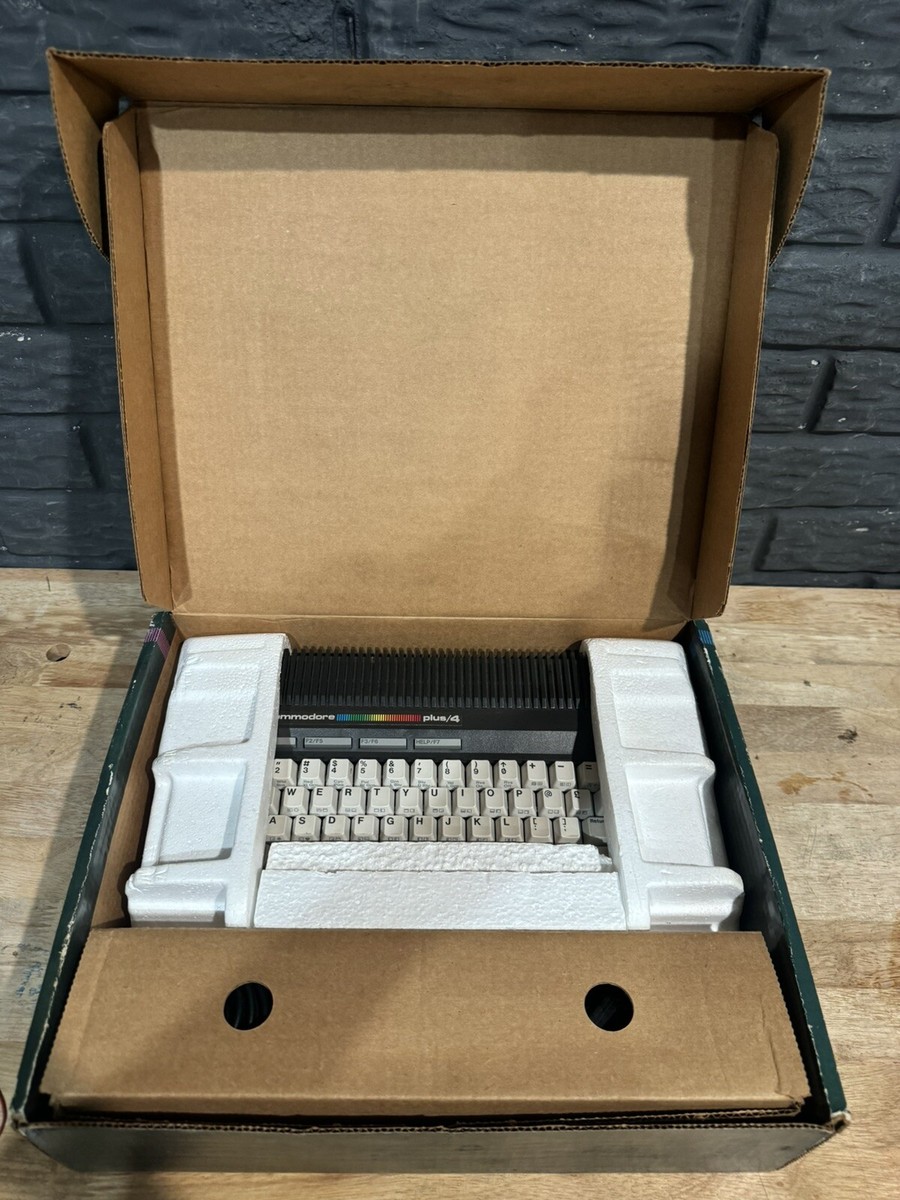 Vintage Commodore Plus/4 Computer With Original Box Papers