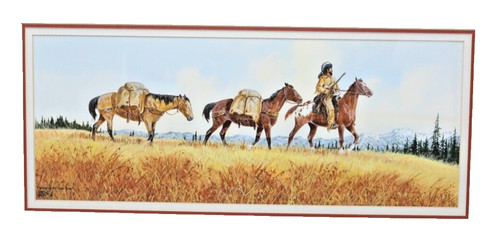 Western Artist Ron Stewart (b.1941) Watercolor “WHISTLE OF THE ELK”