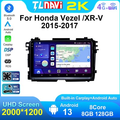 Android Auto Carplay Head Unit For Honda Vezel XRV 2015-2017 Car GPS 2K Screen