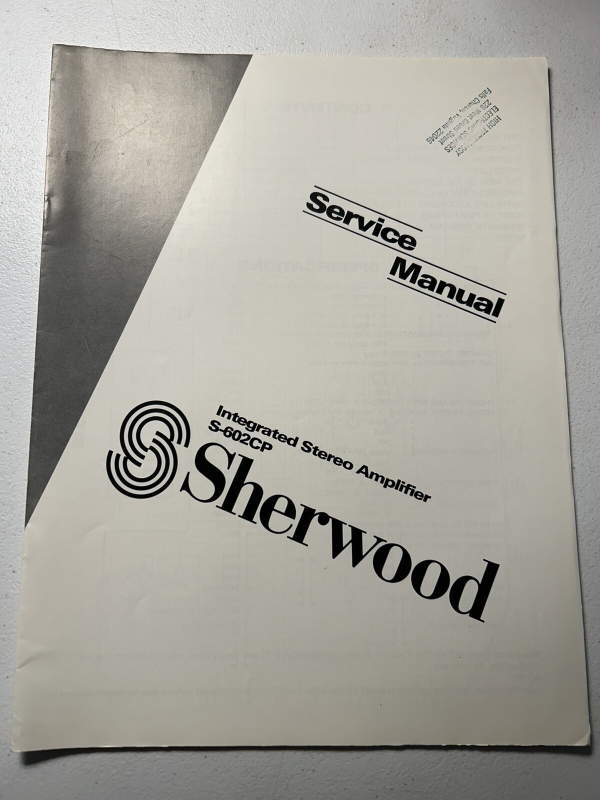 Sherwood S-602CP Stereo Amplifier Amp Service Manual Original Genuine Vintage