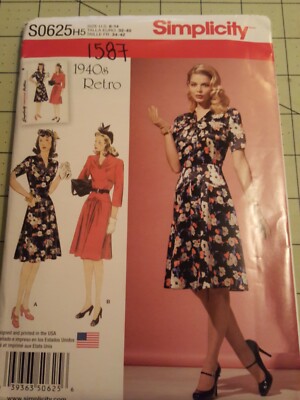 Simplicity Pattern 1587 1940s Retro Style Dresses Sizes 6 8 10 12 14 UNCUT | eBay Simplicity Pattern 1587 1940s Retro Style Dresses Sizes 6 8 10 12 14 UNCUT | eBay