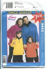 MCCALL'S EASY PATTERN  9443 UNISEX TOP SZ S-LRG BUST/CHEST 34-48 UNCUT 1998