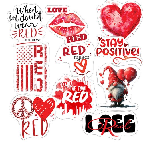 Red Stickers, Ten Vinyl Stickers Supporting Red, Great Red Gift ...