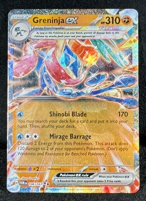 106 167 pokemon card 🔥Greninja ex Twilight Masquerade 106/167 FIERY, BLAZING, AMAZING, ARTWORK!