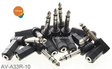 10-Pack, 3.5mm Stereo Female to 1/4" Stereo Male Right Angle Audio Adapter