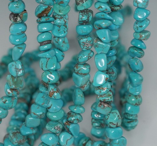 6 X 3 - 8 X 5MM TURQUOISE HOWLITE GEMSTONE CHIP LOOSE BEADS 15inch - Picture 3 of 4