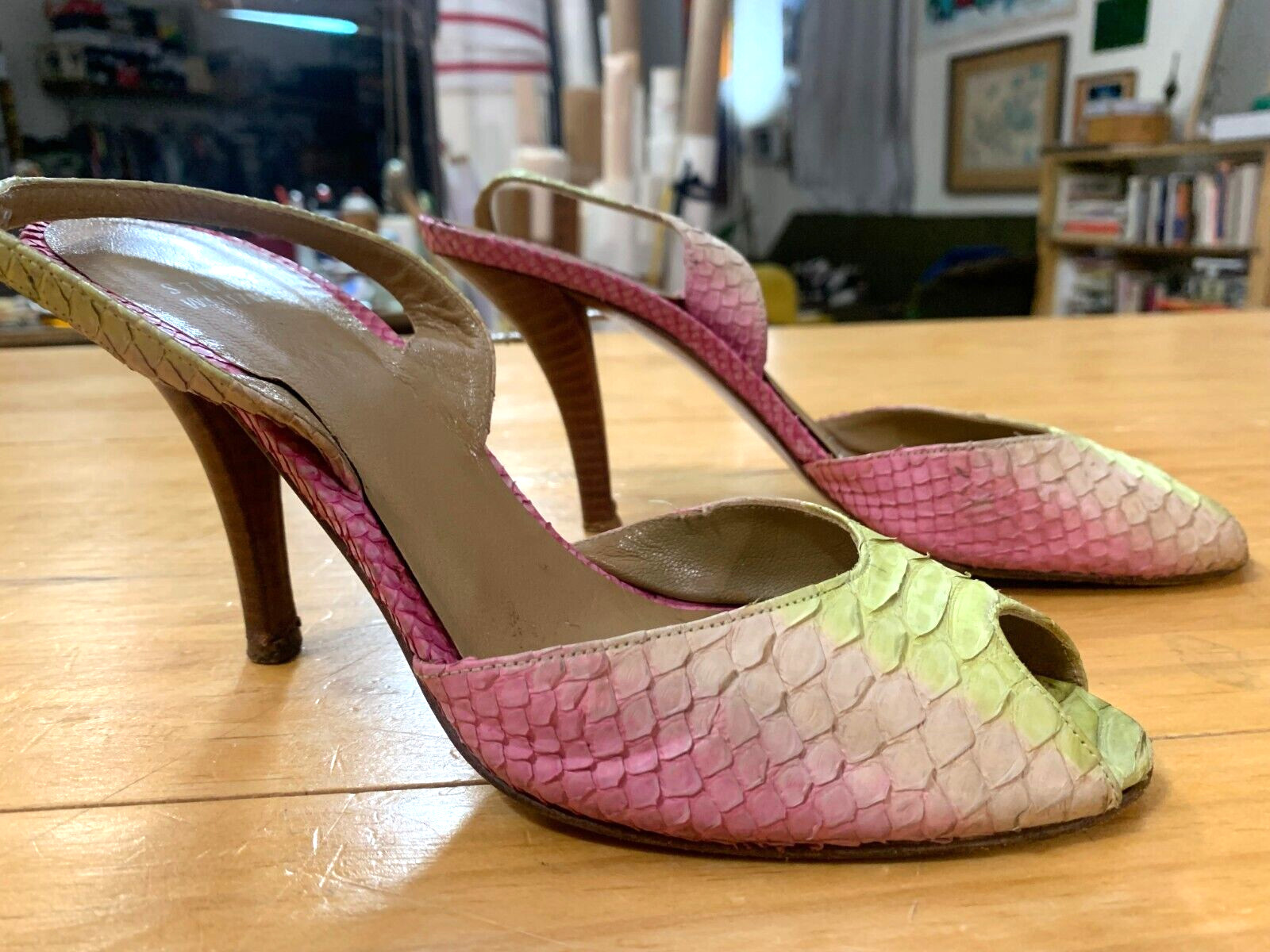 Stuart Weitzman Python Skin Heels Slingback 3 inc… - image 2