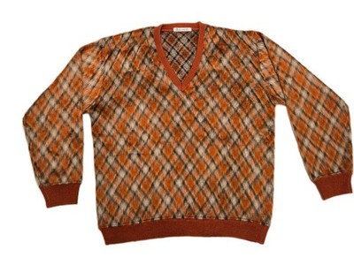 VTG 60s Mohair Argyle Sweater Shaggy Fuzzy Kurt Cobain Grunge V-Neck James Chen