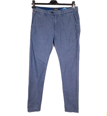 Pantalon chino homme SCOTCH & SODA taille W30 L32 coupe slim bleu coton à car... - Photo 1/4