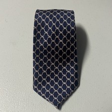 Barney's Silk Tie Men’s Blue Pink Chain Link Geometric Textured Made In USA
