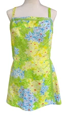 Vintage Swimsuit Playsuit Bathsuit  Mod Gabar 70s Vibrant Floral Made USA