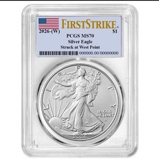 2026 W 1 American Silver Eagle PCGS MS70 FS Flag Label