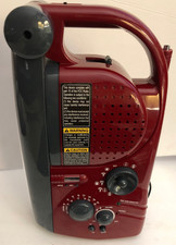Emergency AM FM Radio W D Flash Light Heavy Duty Red-RARE VINTAGE-SHIPS N 24 HRS