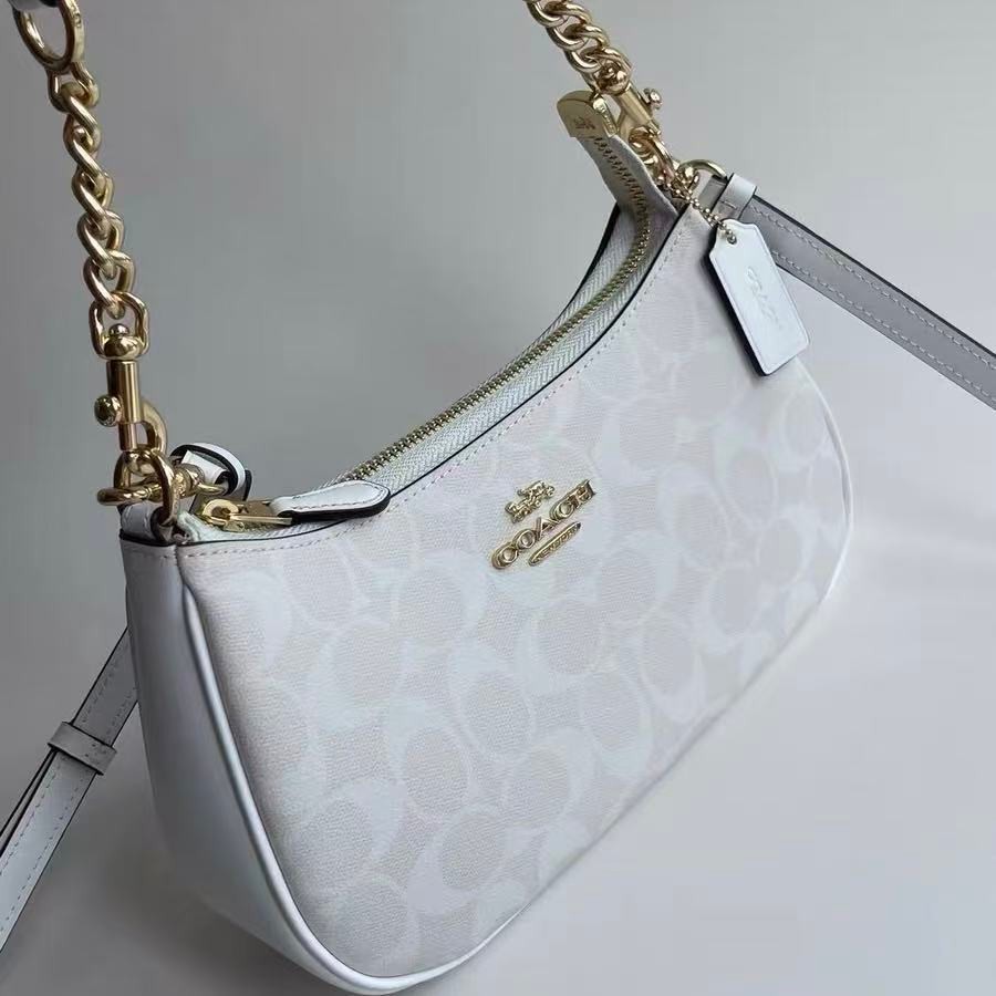 NWT COACH Teri Shoulder Bag In Signature Canvas CA548 White Free