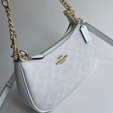 NWT COACH Teri Shoulder Bag In Signature Canvas CA548 White Free Shipping