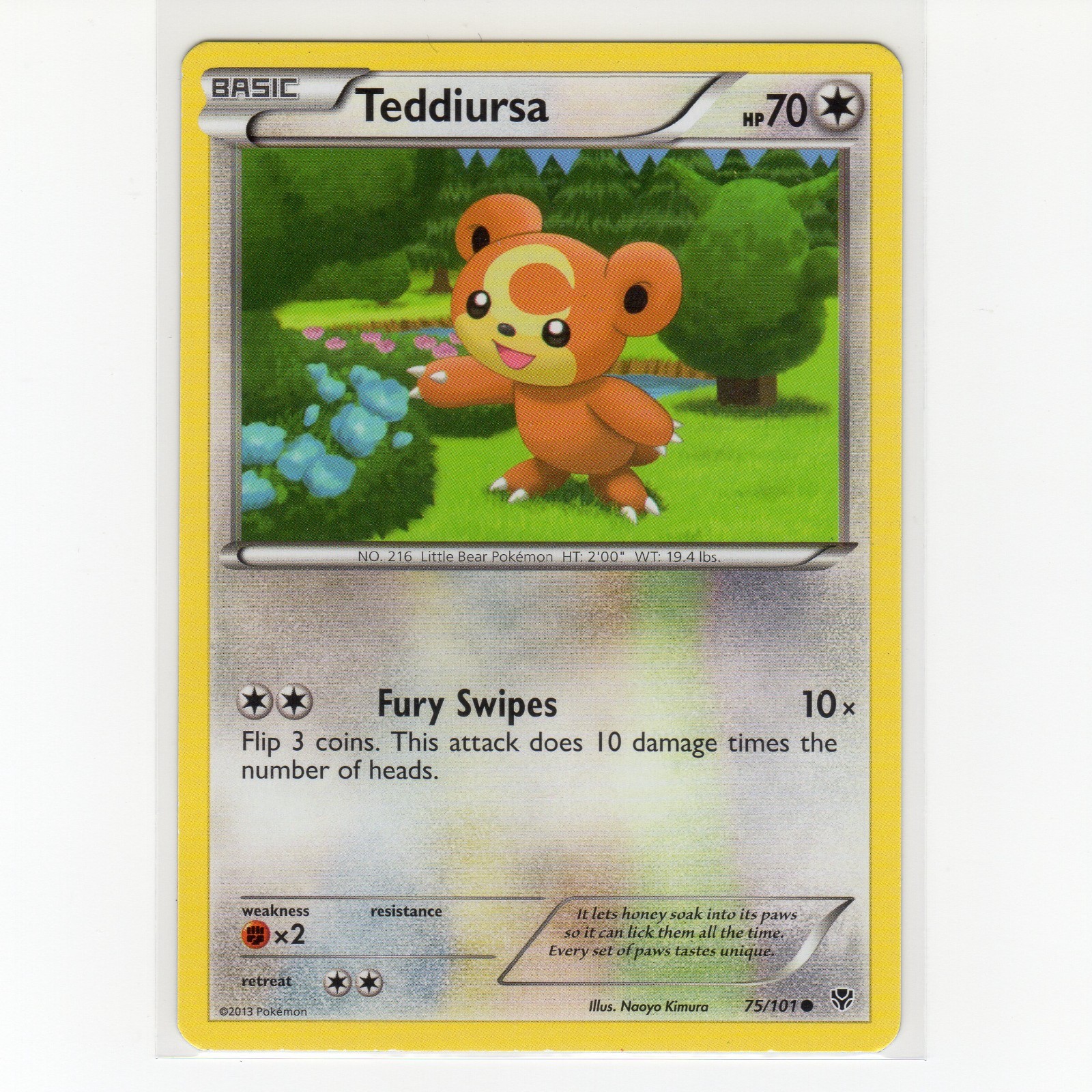 Pokémon TCG Teddiursa 75/101 BW Plasma Blast Regular Common Card EN-LP 2013