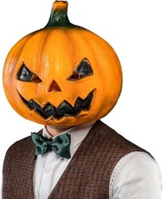 Jack-O-Lantern Pumpkin Mask for Adults, Natural Latex Pumpkin
