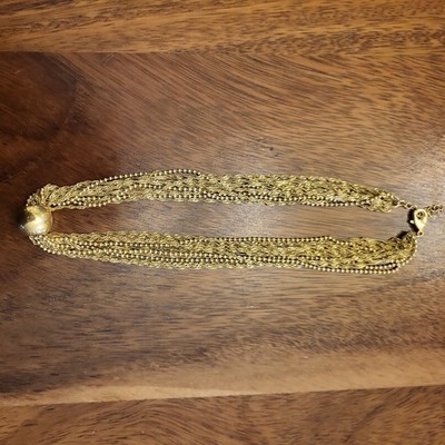 RARE & VINTAGE 1940'S 18k Yellow Gold Over Bronze Multi-Strand With 18'' Ball