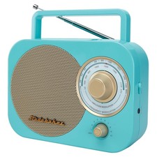 Studebaker SB2000TG Turquoise/Gold Retro Classic Portable AM/FM Radio with Au...