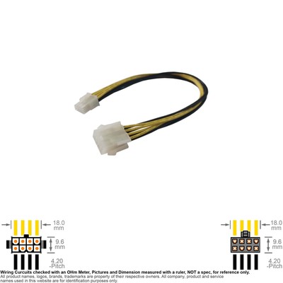 Cable Internal DC Power Supply ATX EPS 12V Extension  8-pin 12'' 18AWG