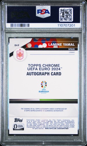 2024 Topps Chrome UEFA EURO Lamine Yamal Auto National Debut Rookie RC PSA 9 MT - Picture 2 of 2