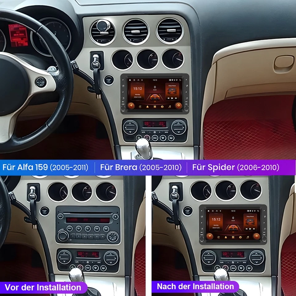 Für Alfa Romeo 159 Sportwagen Brera Spider Autoradio Android 15 GPS NAVI +Kamera - Bild 4 von 4