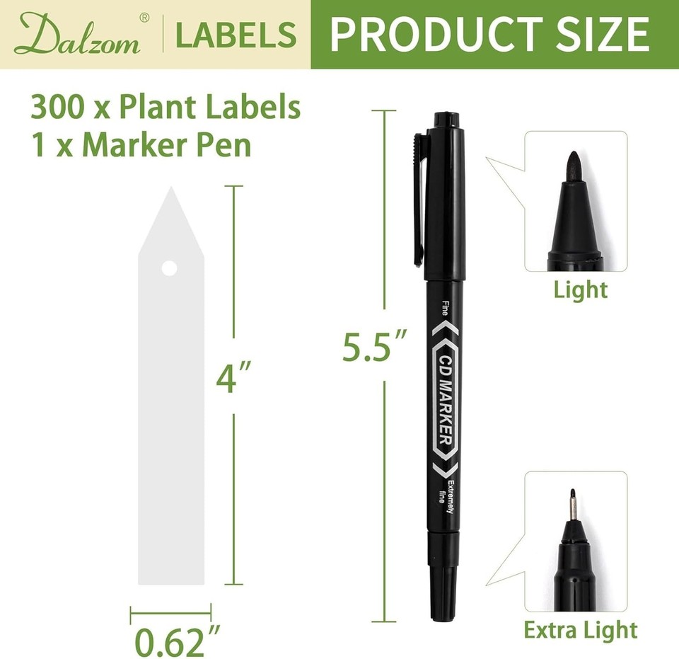 300 pcs for Plant Labels with Marker Pen Waterproof Garden Tags Stakes ...