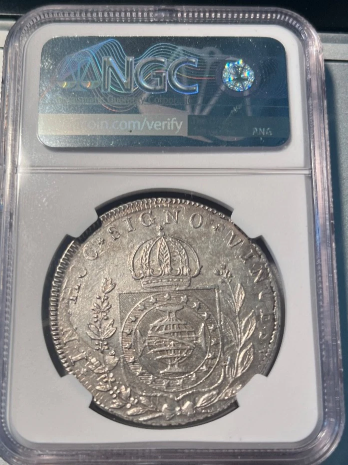 1825 R BRAZIL small 960 -- NGC UNC details Freshly Graded - Image 2 of 2