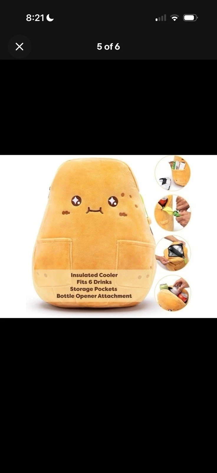Couch Cooler Insulated Plush Potato Soft Cooler Tote Organizer W/ Bottle Opener