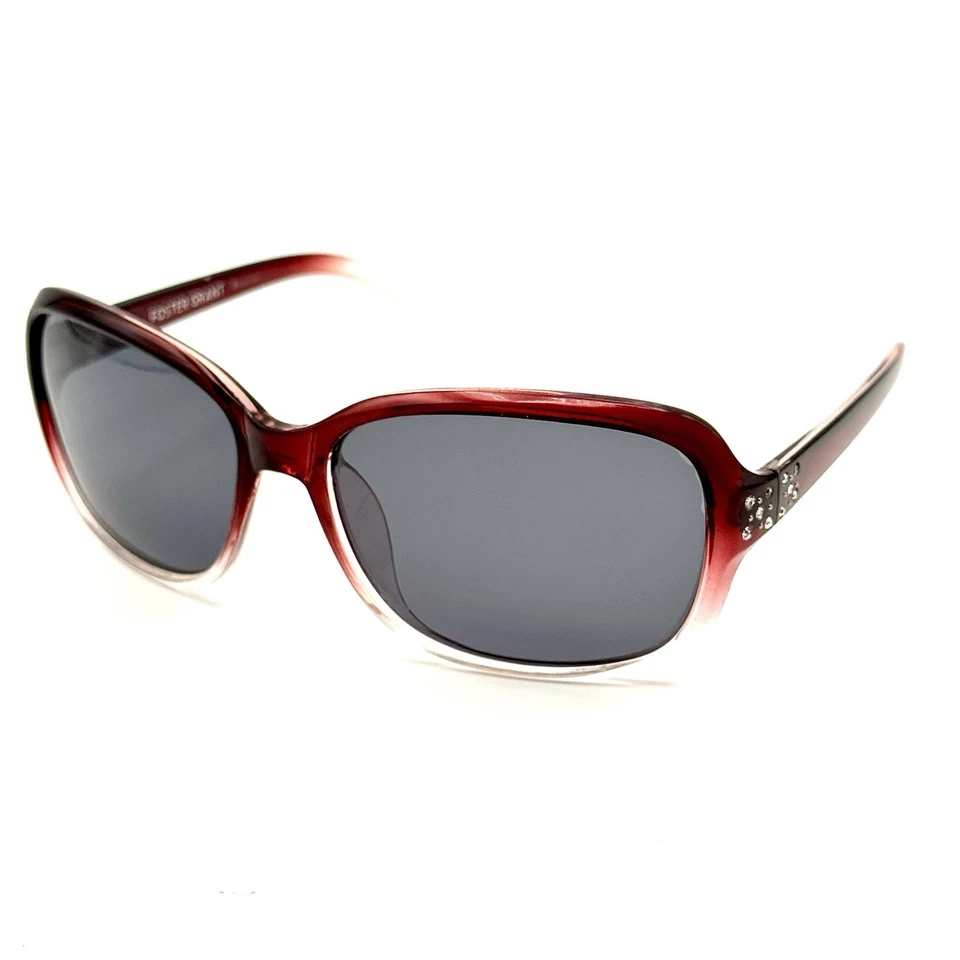 Gafas de sol ovaladas Foster Grant pedrería de gran tamaño y marco de diseñador rojo transparente Foto 4 de 4