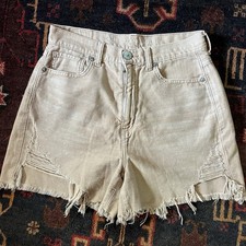 High rise tan distressed shorts festival - size 6 - American Eagle mom short