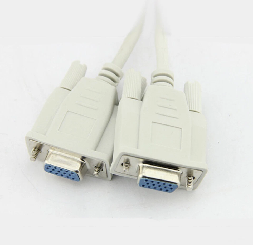 VGA 15 Pin PC SVGA Male To 2 Dual Double Female Monitor Y Adapter Splitter Cable - Image 3 of 3