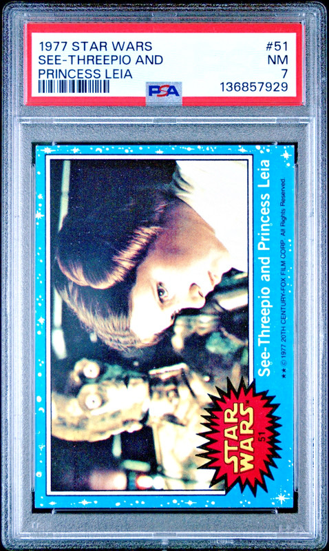 1977 Topps Star Wars #51 See-Threepio and Princess Leia PSA 7 NM