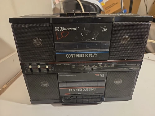 VTG Emerson Boombox CTR948 Dual Cassette 4 Speaker System Hi Speed Dubbing