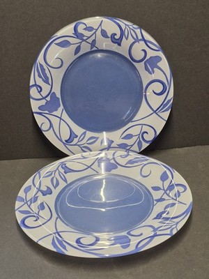 Luminarc Plenitude Blue Floral Dessert Plates Set of 2 7.75'' France