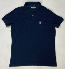 Barbour Polo Shirt Men Small Navy Blue Short Sleeve