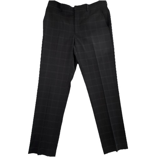 Etro Pants Mens 34 US Gray Windowpane Wool Dress Slacks Flat Front Made in Italy