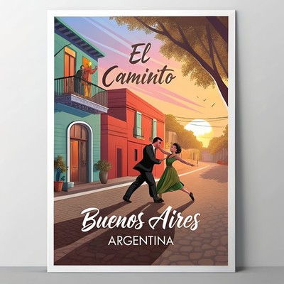 Lebendiges Buenos Aires Argentinien Reiseposter - Tango Tanz Kunstdruck_mehrDetail_