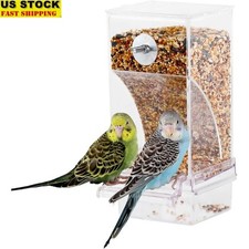 Automatic Parrot Feeder Mess-Free Acrylic Cage Bird Food Dispenser Easy Install