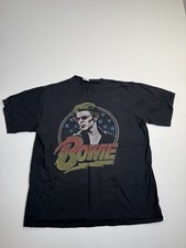 Camiseta Port & Company Para Hombre XL Negra David Bowie Gráfico Anillo Hilado Algodón Crew