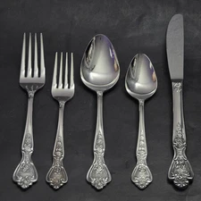 VTG Normandy Japan Stainless Flatware Spoon Fork Knife  5 Pc. Set - New & Sealed