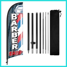 Barber Flag, Barbershop Flags with Pole Kit, Barbershop Flag with Pole Set, A...