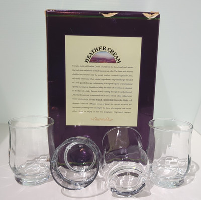 4 - R. Carmichael Heather Cream Liqueur Glasses Scottish Whiskey Damaged Box