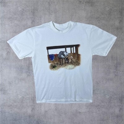 Vintage Wild Wings (1997) Pferdestall Tierwelt Grafik weiß T-Shirt Large