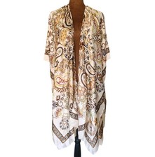 MAX STUDIO Kimono Cardigan Paisley Satin Bohemian One Size Lightweight Open