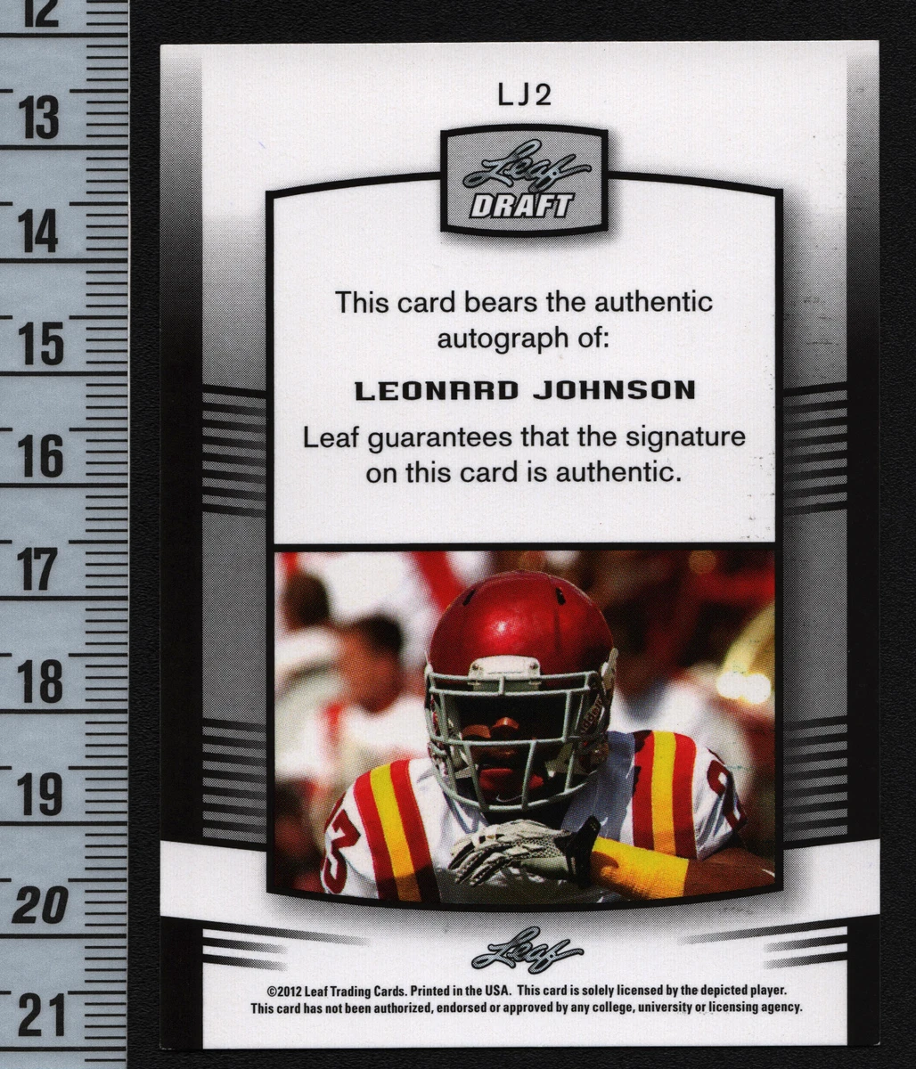 Leonard Johnson 2012 Leaf Draft Rookie Autographs Red #LJ2 Buccaneers CB  Auto RC | eBay