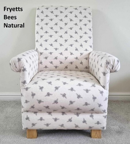 Bees Fabric Kids Armchair Children's Chair Natural Duck Egg Green Bumble Honey - Picture 2 of 33