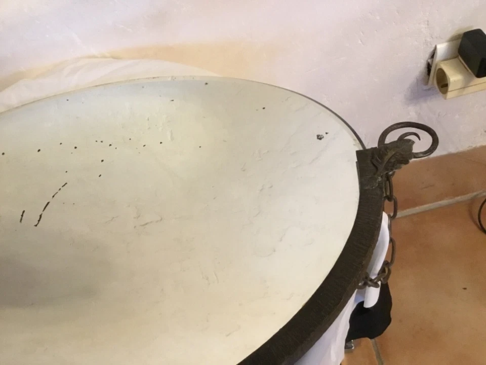 # Ancien miroir mural en fer forge décor art nouveau DLG Edgar Brandt - Photo 3/4